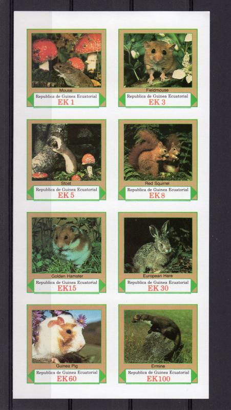 Equatorial Guinea 1977 Rodents /Mushrooms Sheetlet (8) Imperforated MNH VF