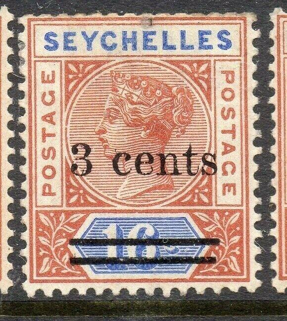 Seychelles 1901 Early Issue Fine Mint Hinged 3c. Surcharged 308986