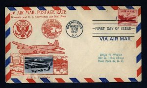 # C33 First Day Cover addressed with Crosby cachet - 3-26-1947