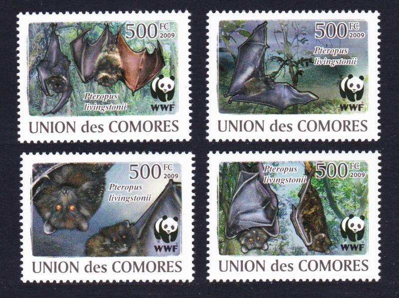 Comoro Is. WWF Livingstone's Fruit Bat 4v MI#2212-15