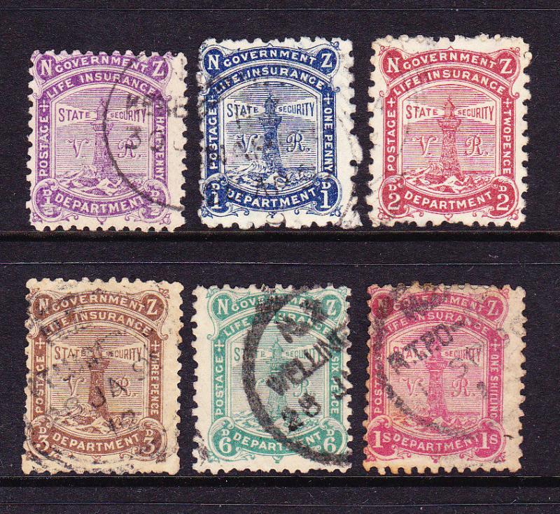 NEW ZEALAND 1891 GOVT LIFE SET 6 FU SG L1-6