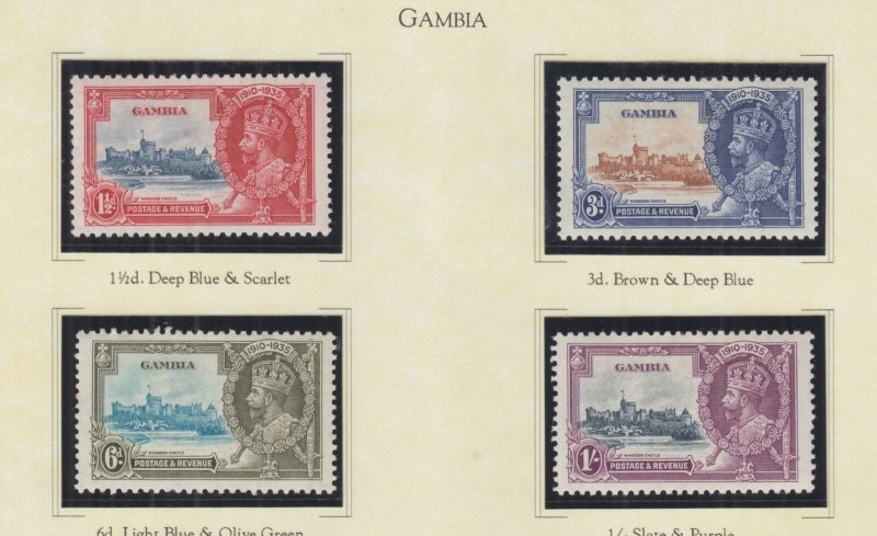 GAMBIA, 1935 Silver Jubilee set of 4, heavy hinged.