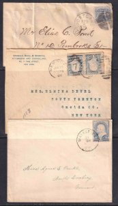 USA 19TH CENTURY POSTAL HISTORY COVERS x3 BLUE STAMPS INCLUDING 114