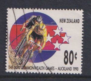 New Zealand  #975 used 1989  commonwealth games 80c  cycling