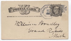 1883 Roxbury Station CT octagon  and iron cross killer on postal card [6205.34]