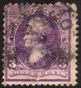 1890, US 3c, Andrew Jackson, Used, Sc 221