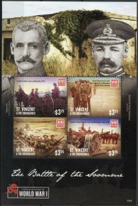 St Vincent & Grenadines Military Stamps 2015 MNH WWI WW1 Battle of Somme 4v M/S