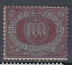 SAN MARINO - Sassone n.22 cv 1900$ Signed Diena  SUPER CENTERED MH*