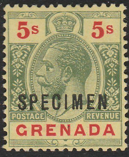 GRENADA 1913 GV 5/- pale yellow (1921) optd SPECIMEN fine mint.............65661