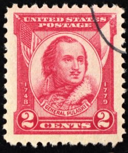 U.S. Used Stamp Scott #690 2c Pulaski. XF - Superb Jumbo. Cancel Clears Design.