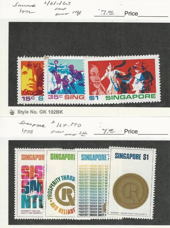 Singapore, Postage Stamp, #161-163, 167-170 Mint NH, 1972-73, JFZ