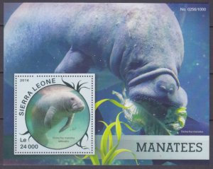2016 Sierra Leone 6862/B94 Marine fauna - Manatees 11,00 €