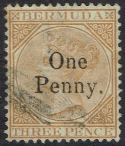 BERMUDA 1875 QV ONE PENNY ON 3D USED