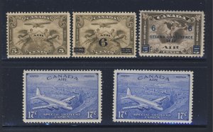 5x Canada Air Mail MNH & MH Stamps #C1-C3-C4-CE3-CE4 Guide Value = $88.00