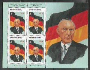 MONTSERRAT - 1998 - Konrad Adenauer - Perf 4v Min Sheet - Mint Never Hinged