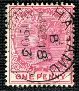 Nigeria LAGOS QV Stamp 1d Superb *SHAGAMU* CDS/Pen Postmark 1903 Used BL2WHITE30