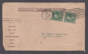 **US 20th Century Advertising Cover, SC# 462 Tampa, FL, 2/5/1920, 2 Sided