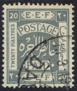 PALESTINE 1918 EEF 20PI USED