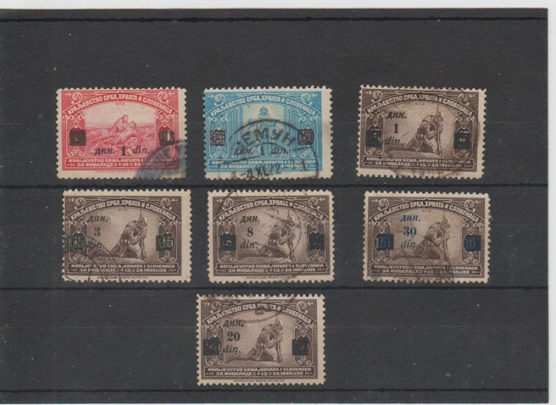 Yugoslavia  Scott#  15-21  Used  (1922-4 Surcharged)