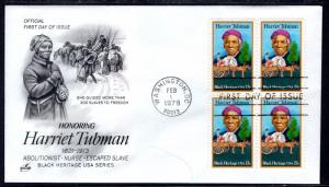 US 1744 Harriet Tubman Block of Four Artcraft U/A FDC