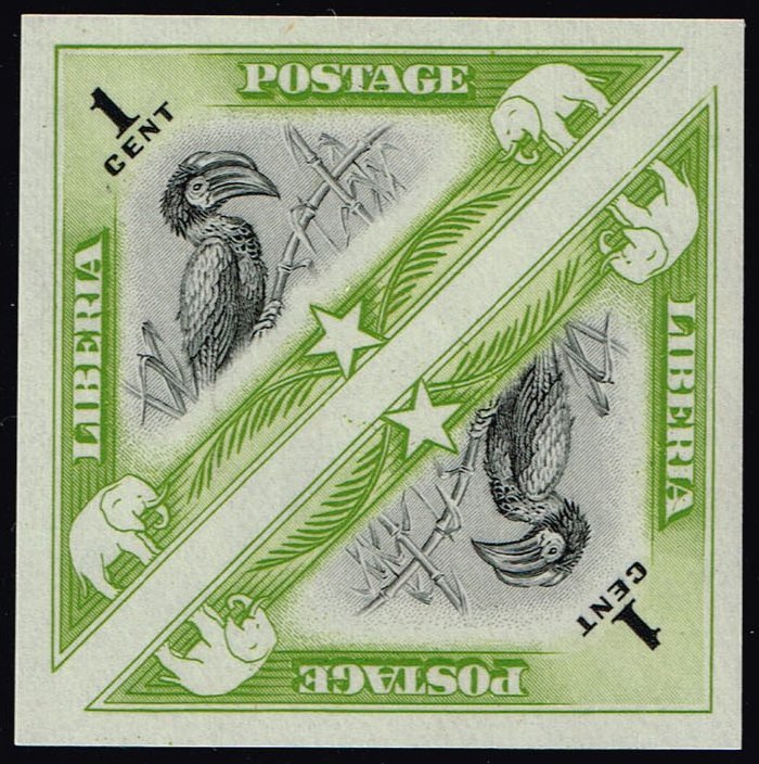 Liberia #271 Hornbill Imperf Pair; MNH (5Stars)