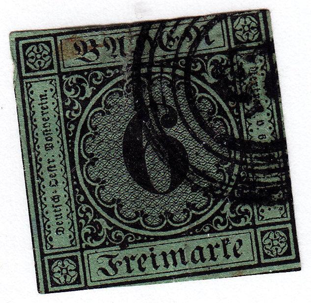 BADEN Used Scott # 3a - heavy remnant & tear at top (1 Stamp)