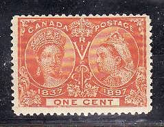 Canada-Sc#51-Unused 1c orange-QV Diamond Jubilee-og- hinge-1897-Cdn176-