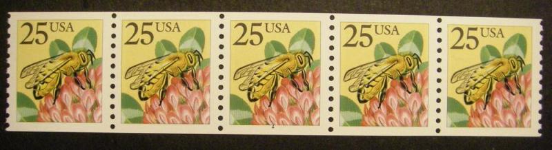 Scott 2281, 25 cent Honey Bee, PNC5 #1, MNH Coil BEAUTY