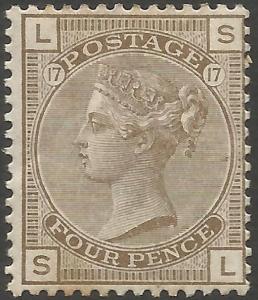 1880 sg160 4d grey-brown plate 17 mounted mint cat val £425