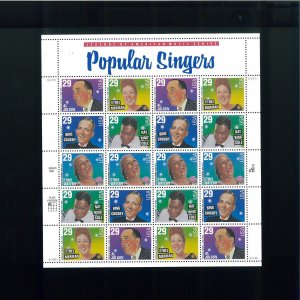 United States 29¢ Legend Popular Singers Postage Stamp #2849-53 MNH Full Sheet