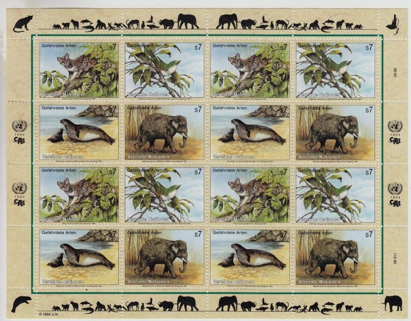 UN VIENNA MNH Scott # 6 different Endangered Species Sheets (96 Stamps)