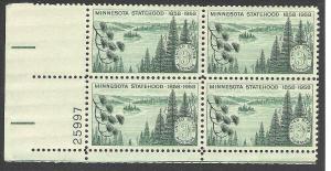 US Plate Block Cat # 1106, Minnesota, MNH*-