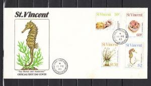 St. Vincent, Scott cat. 666-669. Sea Horse & Marine Life issue. First day cover.