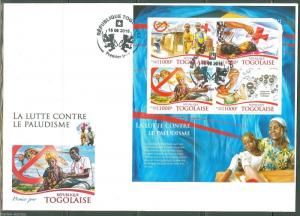 TOGO   2015 RED CROSS BATTLE AGAINST MALARIA --PRINCESS DIANA SHEET  FDC