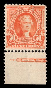 US STAMPS # 310 IMPRINT MINT OG H CV. $425 LOT #7966