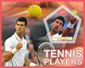 Stamps.Sports.Tennis Novak Djokovic  2020 year 1 sheets perforated St.Vincent