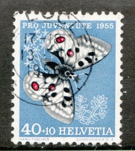 1955 Switzerland Helvetia Sc #B251 - Pro Juventute - Used Butterfly stamp Cv $6