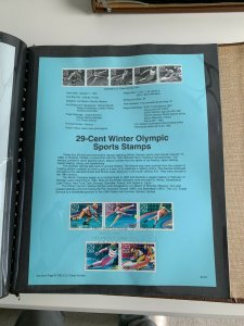 USPS Souvenir Page Scott 2611-2615, 1992 29c winter Olympic sports stamps