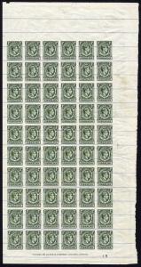 Gibraltar SG121 KGVI 1/2d Green Printers Proof IMPERF on No Wmk Blue-Lined paper