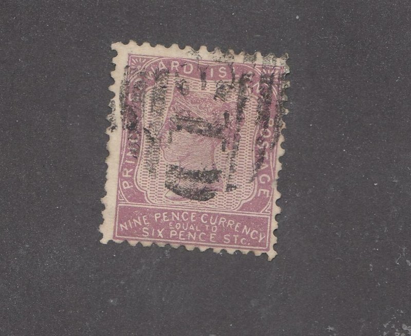 PRINCE EDWARD ISLAND # 8 9d  VIOLET  WITH NUMERAL DUPLEX CANCEL CAT VAL $100