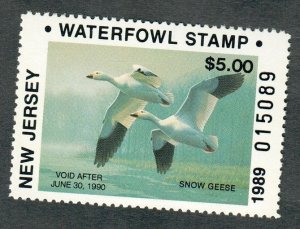 NJ6 New Jersey #6 State Waterfowl Duck Stamp - 1989 Snow Goose