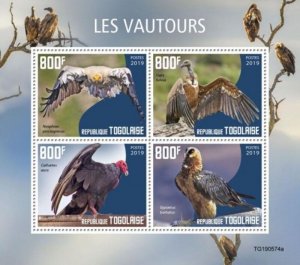Togo - 2019 Vultures on Stamps - 4 Stamp Sheet - TG190574a