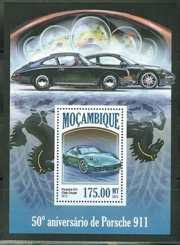 MOZAMBIQUE 2013 50th ANNIVERSARY OF THE PORSCHE 911  SOUVENIR SHEET  MINT NH