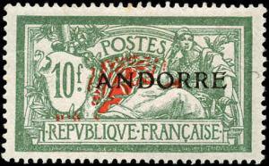 Andorra, French #21, Single Incomplete Set, Hinged