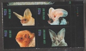 U.S. Scott #3661-3664 American Bats Stamp - Mint NH Plate Block