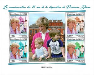 NIGER - 2022 - Princess Diana - Perf 4v Sheet - Mint Never Hinged