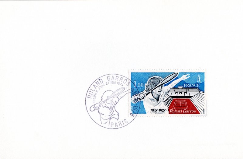 France 1978 Sc#1612 ROLAND GARROS TENNIS PLAYER Special Book FDC