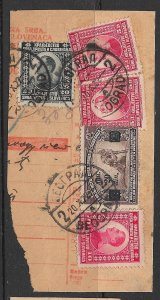 YUGOSLAVIA 1933 Parcel Receipt Card Half 5 Stamps Sc 3,5,13x2,20 Belgrad  CDSs