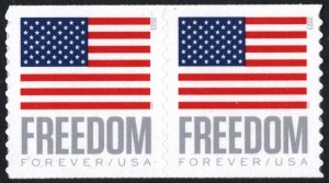 SC#5789A (Forever) Freedom U.S. Flag Coil Pair: BCA (2023) SA