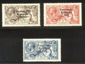 IRELAND #77-79 Mint - 1925 Seahorse / Overprint Set